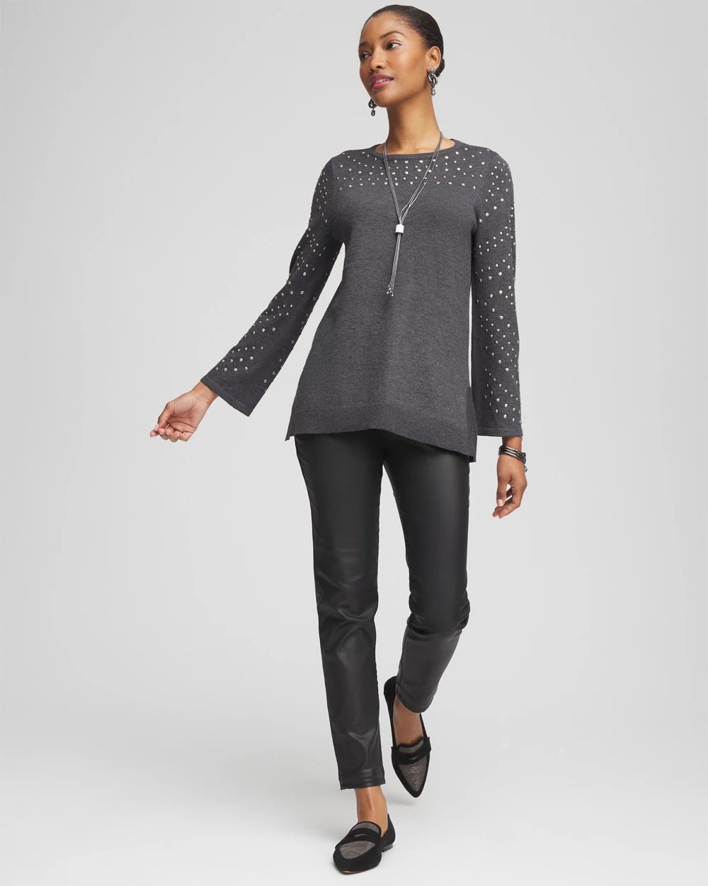 Studded Crewneck Sweater Tunic | Chico's